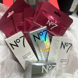 No7 Total Renewal Skincare Collection with Silver and Pink Packaging